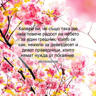 Picture 07 - Лука 15:7 BULG - Казвам ви, че също така ще - Bible Verse Picture