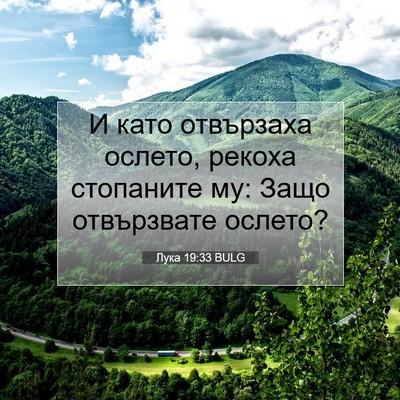 Picture 07 - Лука 19:33 BULG - И като отвързаха ослето, - Bible Verse Picture