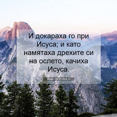 Picture 07 - Лука 19:35 BULG - И докараха го при Исуса; и - Bible Verse Picture