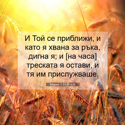 Picture 07 - Марко 1:31 BULG - И Той се приближи, и като я - Bible Verse Picture