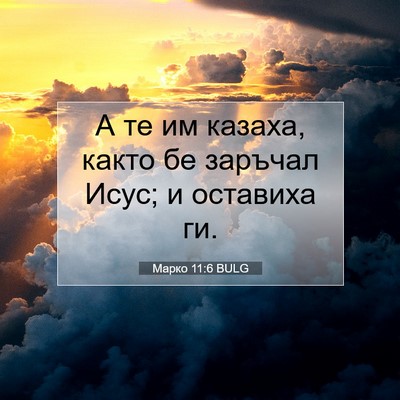 Picture 07 - Марко 11:6 BULG - А те им казаха, както бе - Bible Verse Picture