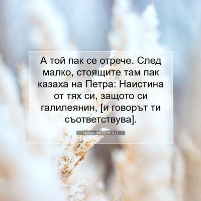 Picture 07 - Марко 14:70 BULG - А той пак се отрече. След - Bible Verse Picture