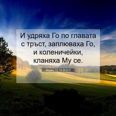 Picture 07 - Марко 15:19 BULG - И удряха Го по главата с - Bible Verse Picture