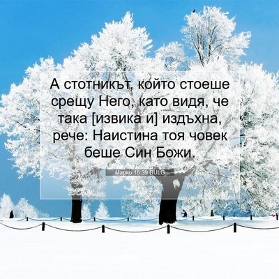 Picture 07 - Марко 15:39 BULG - А стотникът, който стоеше - Bible Verse Picture