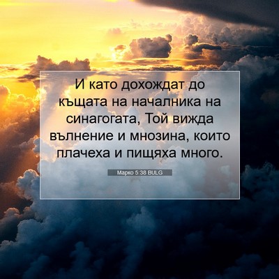 Picture 07 - Марко 5:38 BULG - И като дохождат до къщата - Bible Verse Picture