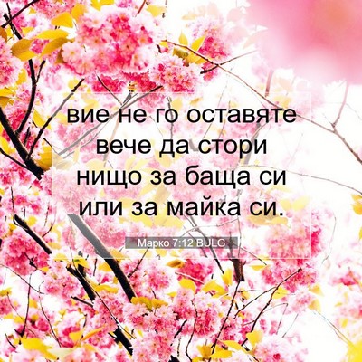 Picture 07 - Марко 7:12 BULG - вие не го оставяте вече да - Bible Verse Picture