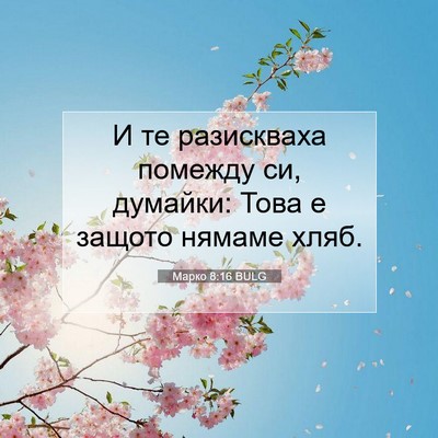 Picture 07 - Марко 8:16 BULG - И те разискваха помежду си, - Bible Verse Picture