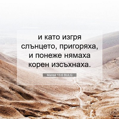 Picture 07 - Матей 13:6 BULG - и като изгря слънцето, - Bible Verse Picture