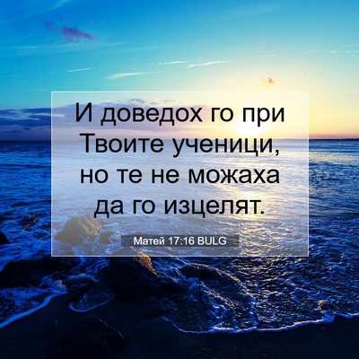 Picture 07 - Матей 17:16 BULG - И доведох го при Твоите - Bible Verse Picture