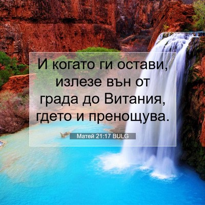 Picture 07 - Матей 21:17 BULG - И когато ги остави, излезе - Bible Verse Picture