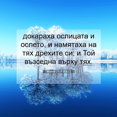 Picture 07 - Матей 21:7 BULG - докараха ослицата и - Bible Verse Picture