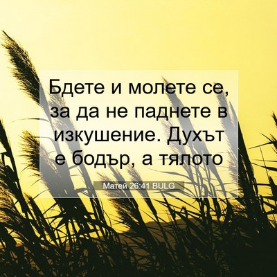 Picture 07 - Матей 26:41 BULG - Бдете и молете се, за да не - Bible Verse Picture