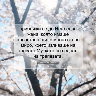 Picture 07 - Матей 26:7 BULG - приближи се до Него една - Bible Verse Picture