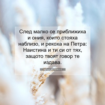 Picture 07 - Матей 26:73 BULG - След малко се приближиха и - Bible Verse Picture