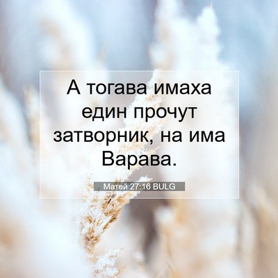 Picture 07 - Матей 27:16 BULG - А тогава имаха един прочут - Bible Verse Picture