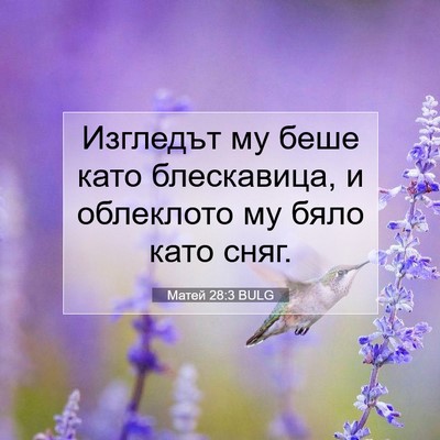 Picture 07 - Матей 28:3 BULG - Изгледът му беше като - Bible Verse Picture