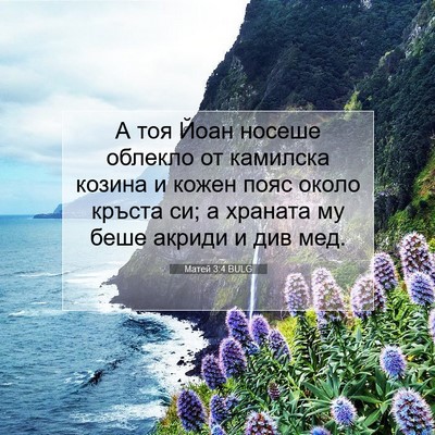 Picture 07 - Матей 3:4 BULG - А тоя Йоан носеше облекло - Bible Verse Picture