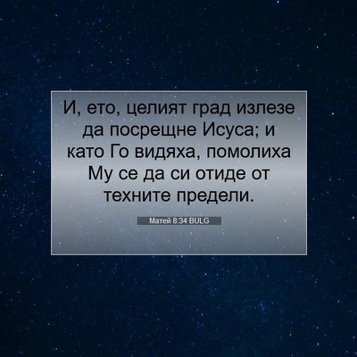 Picture 07 - Матей 8:34 BULG - И, ето, целият град излезе - Bible Verse Picture