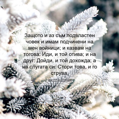 Picture 07 - Матей 8:9 BULG - Защото и аз съм подвластен - Bible Verse Picture