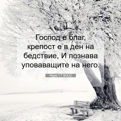 Picture 07 - Наум 1:7 BULG - Господ е благ, крепост е в - Bible Verse Picture
