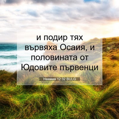 Picture 07 - Неемия 12:32 BULG - и подир тях вървяха Осаия, - Bible Verse Picture
