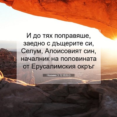 Picture 07 - Неемия 3:12 BULG - И до тях поправяше, заедно - Bible Verse Picture