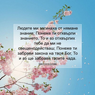 Picture 07 - Осия 4:6 BULG - Людете ми загинаха от - Bible Verse Picture