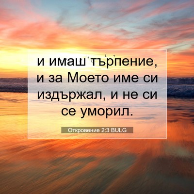 Picture 07 - Откровение 2:3 BULG - и имаш търпение, и за Моето - Bible Verse Picture