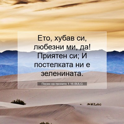 Picture 07 - Песен на песните 1:16 BULG - Ето, хубав си, любезни ми, - Bible Verse Picture