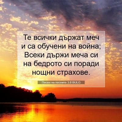 Picture 07 - Песен на песните 3:8 BULG - Те всички държат меч и са - Bible Verse Picture