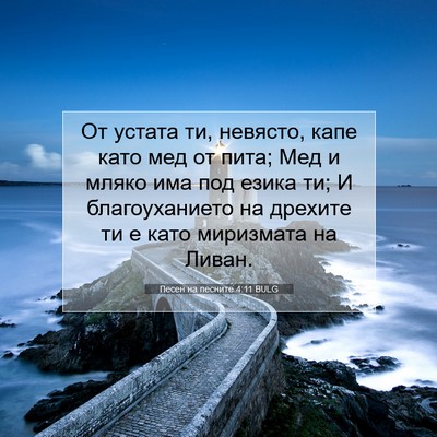 Picture 07 - Песен на песните 4:11 BULG - От устата ти, невясто, капе - Bible Verse Picture