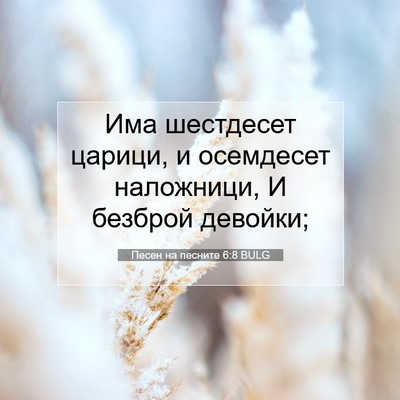Picture 07 - Песен на песните 6:8 BULG - Има шестдесет царици, и - Bible Verse Picture