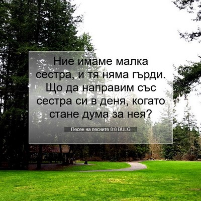 Picture 07 - Песен на песните 8:8 BULG - Ние имаме малка сестра, и - Bible Verse Picture