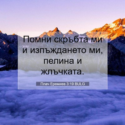 Picture 07 - Плач Еремиев 3:19 BULG - Помни скръбта ми и - Bible Verse Picture