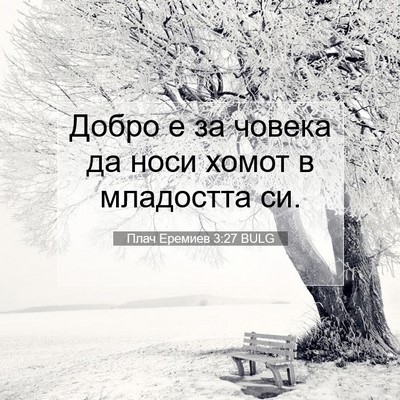Picture 07 - Плач Еремиев 3:27 BULG - Добро е за човека да носи - Bible Verse Picture