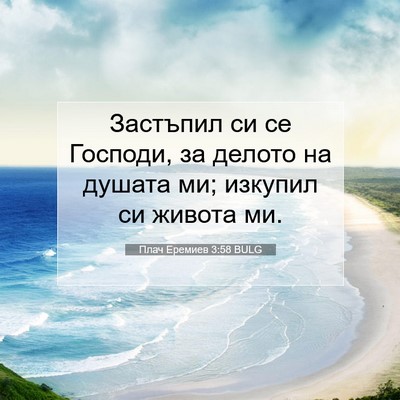 Picture 07 - Плач Еремиев 3:58 BULG - Застъпил си се Господи, за - Bible Verse Picture