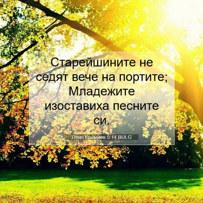 Picture 07 - Плач Еремиев 5:14 BULG - Старейшините не седят вече - Bible Verse Picture