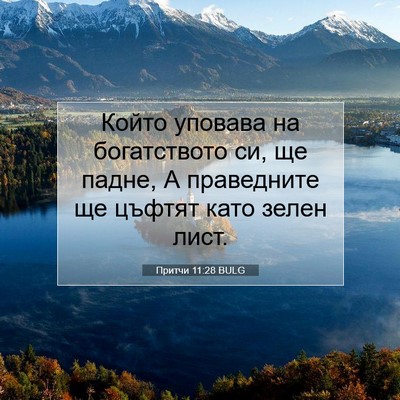 Picture 07 - Притчи 11:28 BULG - Който уповава на - Bible Verse Picture