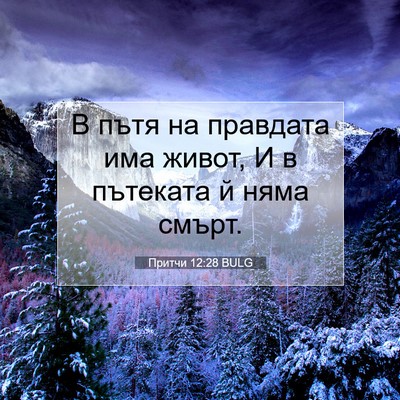 Picture 07 - Притчи 12:28 BULG - В пътя на правдата има - Bible Verse Picture
