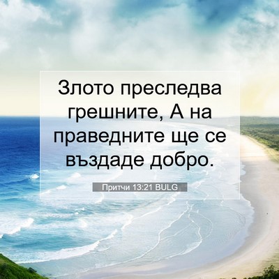Picture 07 - Притчи 13:21 BULG - Злото преследва грешните, - Bible Verse Picture