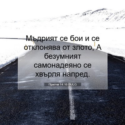Picture 07 - Притчи 14:16 BULG - Мъдрият се бои и се - Bible Verse Picture