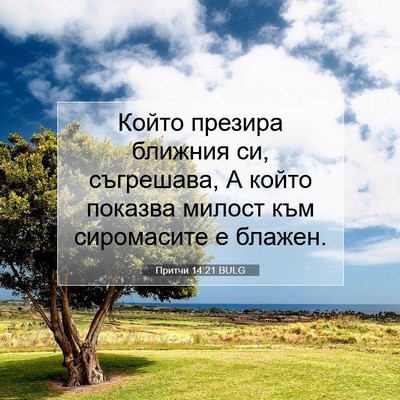 Picture 07 - Притчи 14:21 BULG - Който презира ближния си, - Bible Verse Picture
