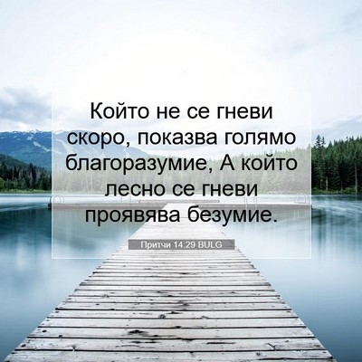 Picture 07 - Притчи 14:29 BULG - Който не се гневи скоро, - Bible Verse Picture
