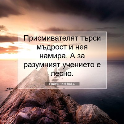 Picture 07 - Притчи 14:6 BULG - Присмивателят търси - Bible Verse Picture