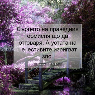 Picture 07 - Притчи 15:28 BULG - Сърцето на праведния - Bible Verse Picture