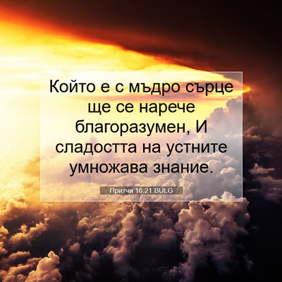 Picture 07 - Притчи 16:21 BULG - Който е с мъдро сърце ще се - Bible Verse Picture