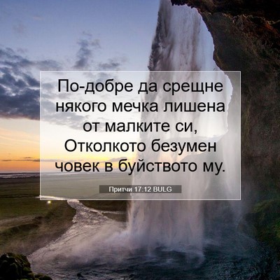 Picture 07 - Притчи 17:12 BULG - По-добре да срещне някого - Bible Verse Picture