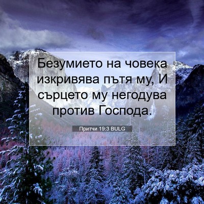 Picture 07 - Притчи 19:3 BULG - Безумието на човека - Bible Verse Picture