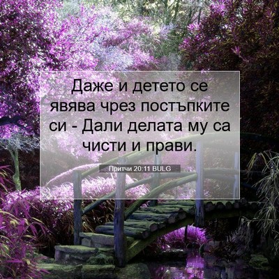 Picture 07 - Притчи 20:11 BULG - Даже и детето се явява чрез - Bible Verse Picture