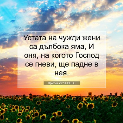 Picture 07 - Притчи 22:14 BULG - Устата на чужди жени са - Bible Verse Picture
